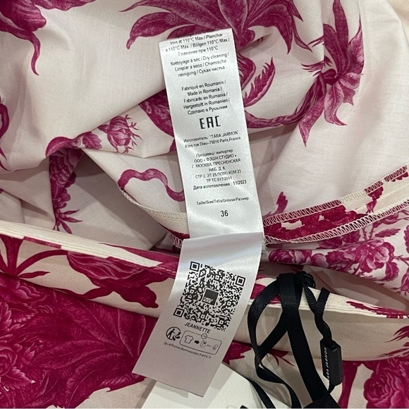 Tara Jarmon NWT Size 36 EU/US 4 Jeanette Ecru Magenta Floral Print A-Line Skirt - Picture 16 of 16